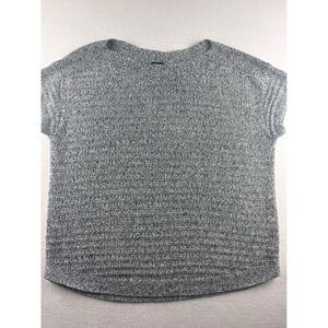 Talbots Women XL Marled Knit Short Sleeve Sweater Top Linen Blend